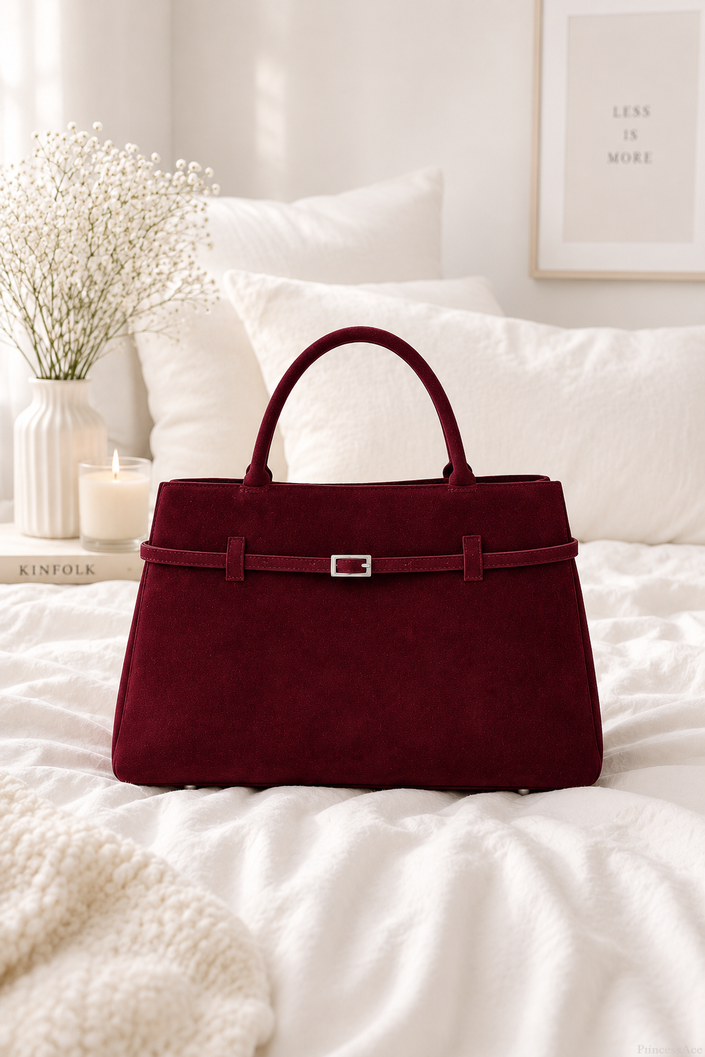 Women’s Large Faux Suede Tote Bag with Hasp Closure