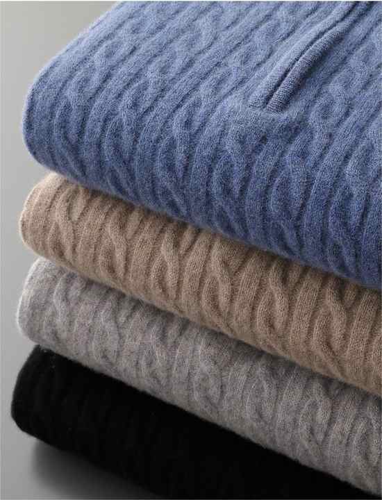 Men’s Cashmere Woven Half-Zip Sweater