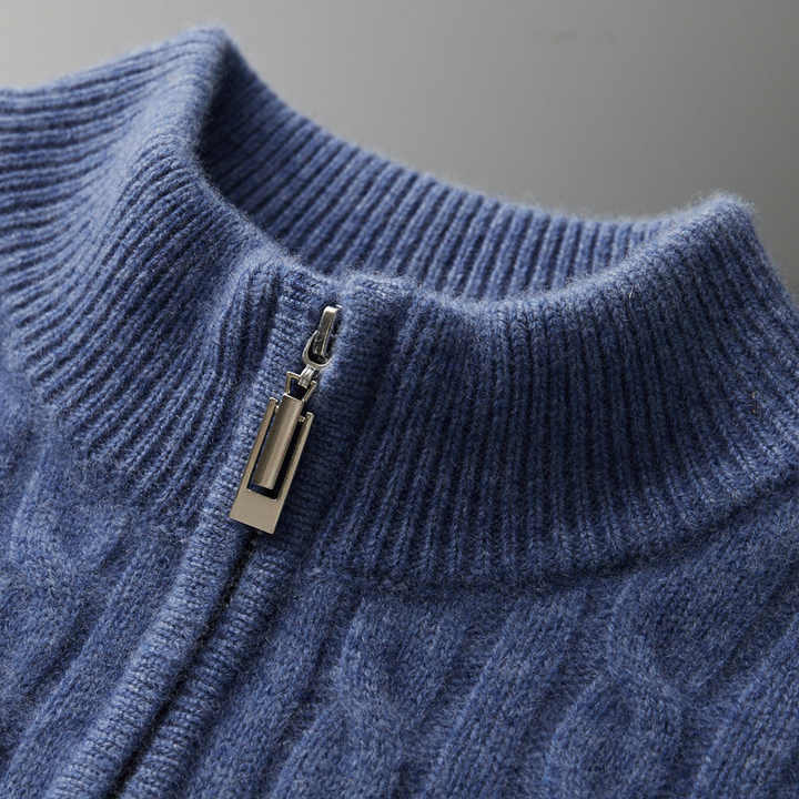 Men’s Cashmere Woven Half-Zip Sweater