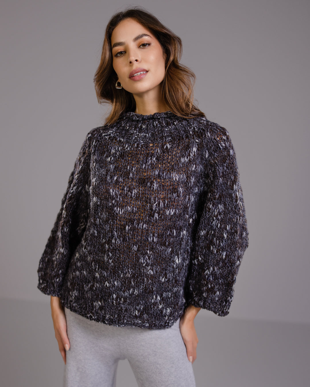 Women's Mockneck Sweater Charcoal