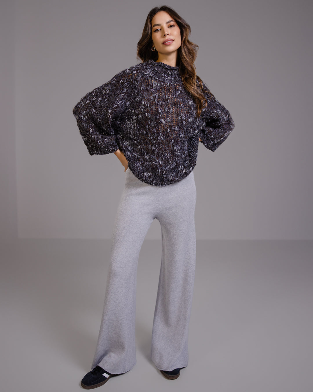 Women's Mockneck Sweater Charcoal