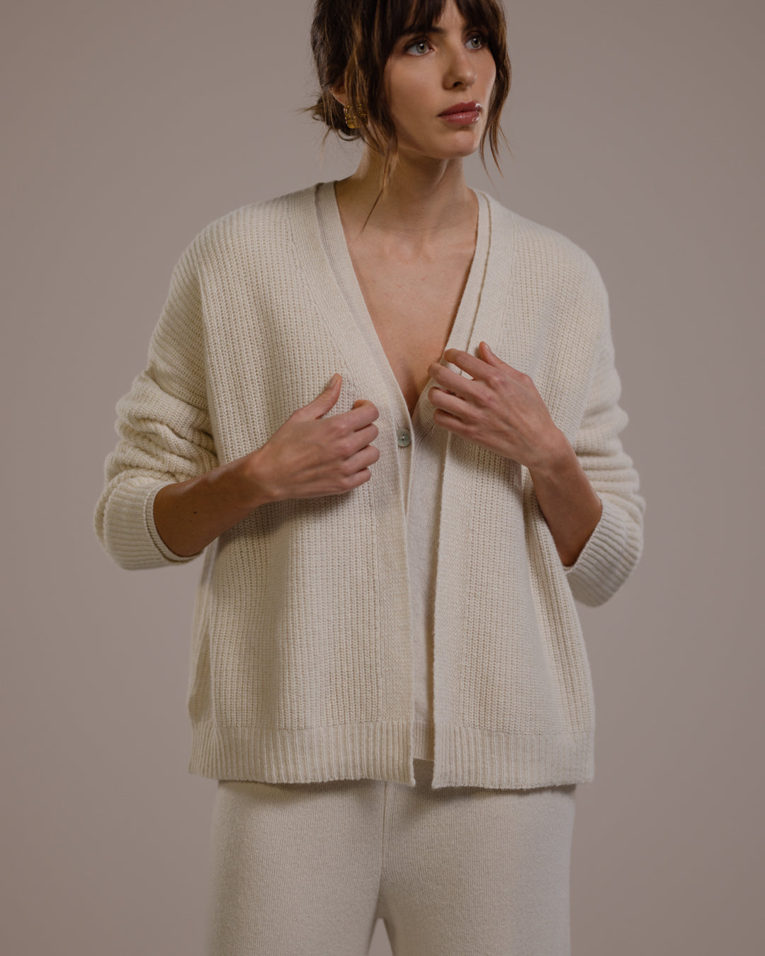 Women's Light Beige Open Cardigan