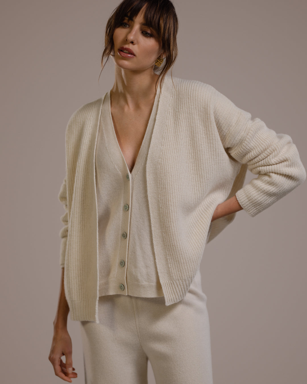 Women's Open Cardigan Light Beige