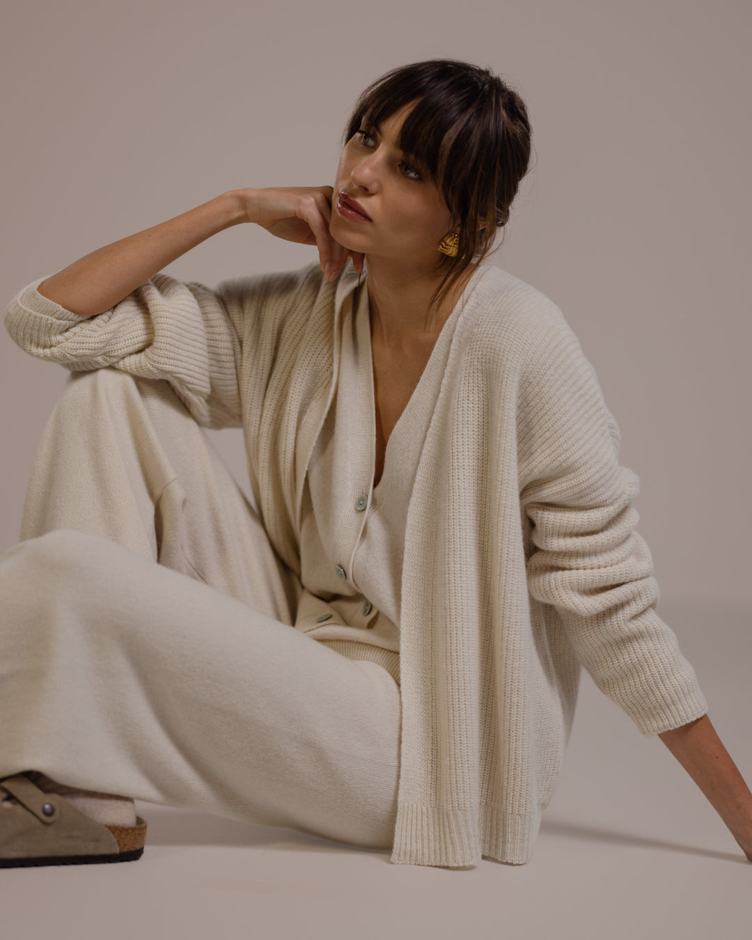 Women's Light Beige Open Cardigan