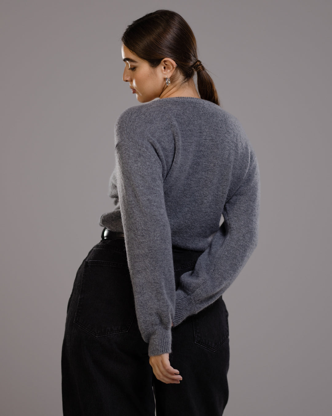 Women's Grey Button-Up Cardigan