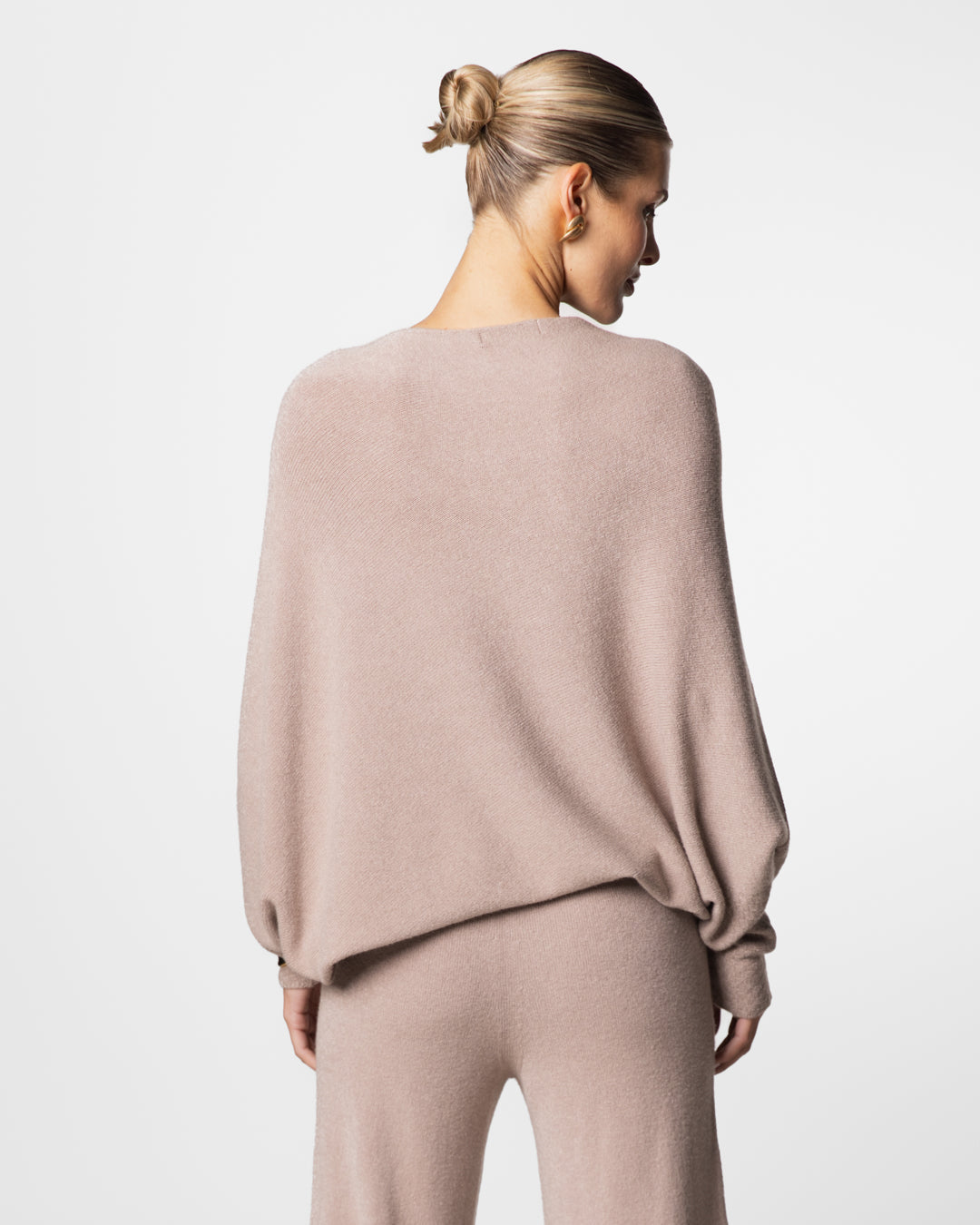 Women's Mocha Asymmetric Draped Knit Top