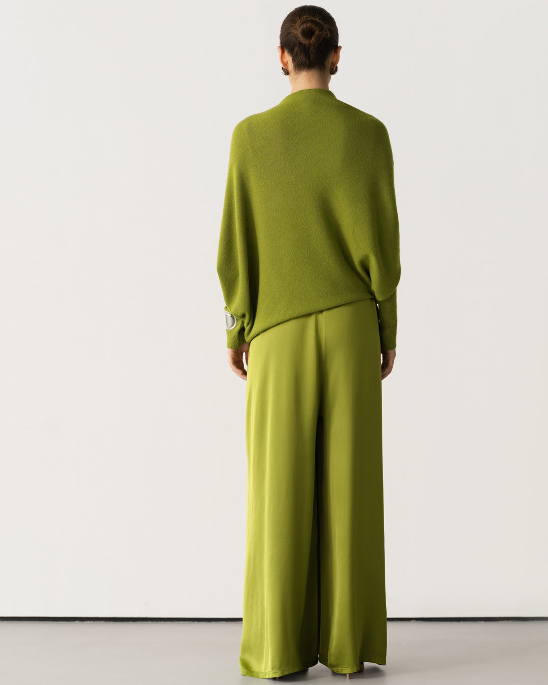 Women's Olive Green Asymmetrical Draped Top
