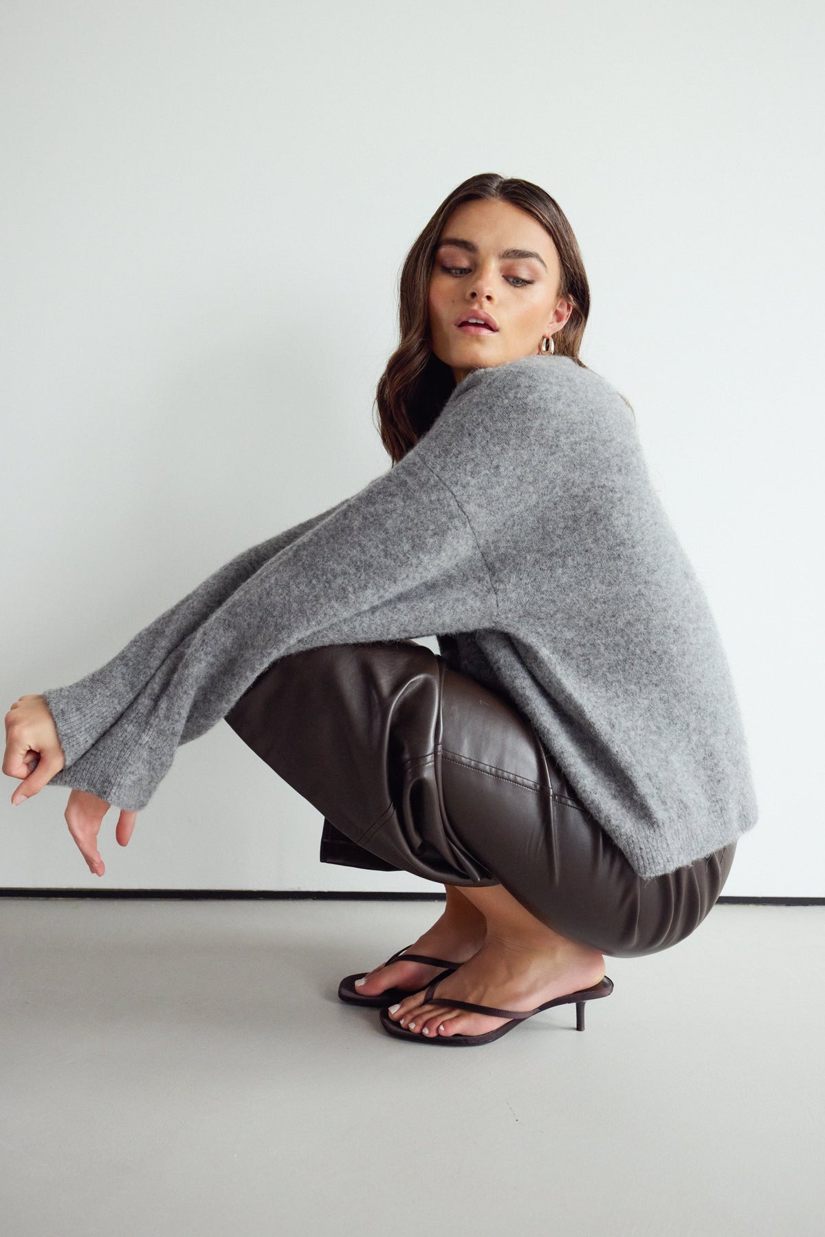 Women's Light Grey Alpaca Blend Sweater with Timeless Knit Design