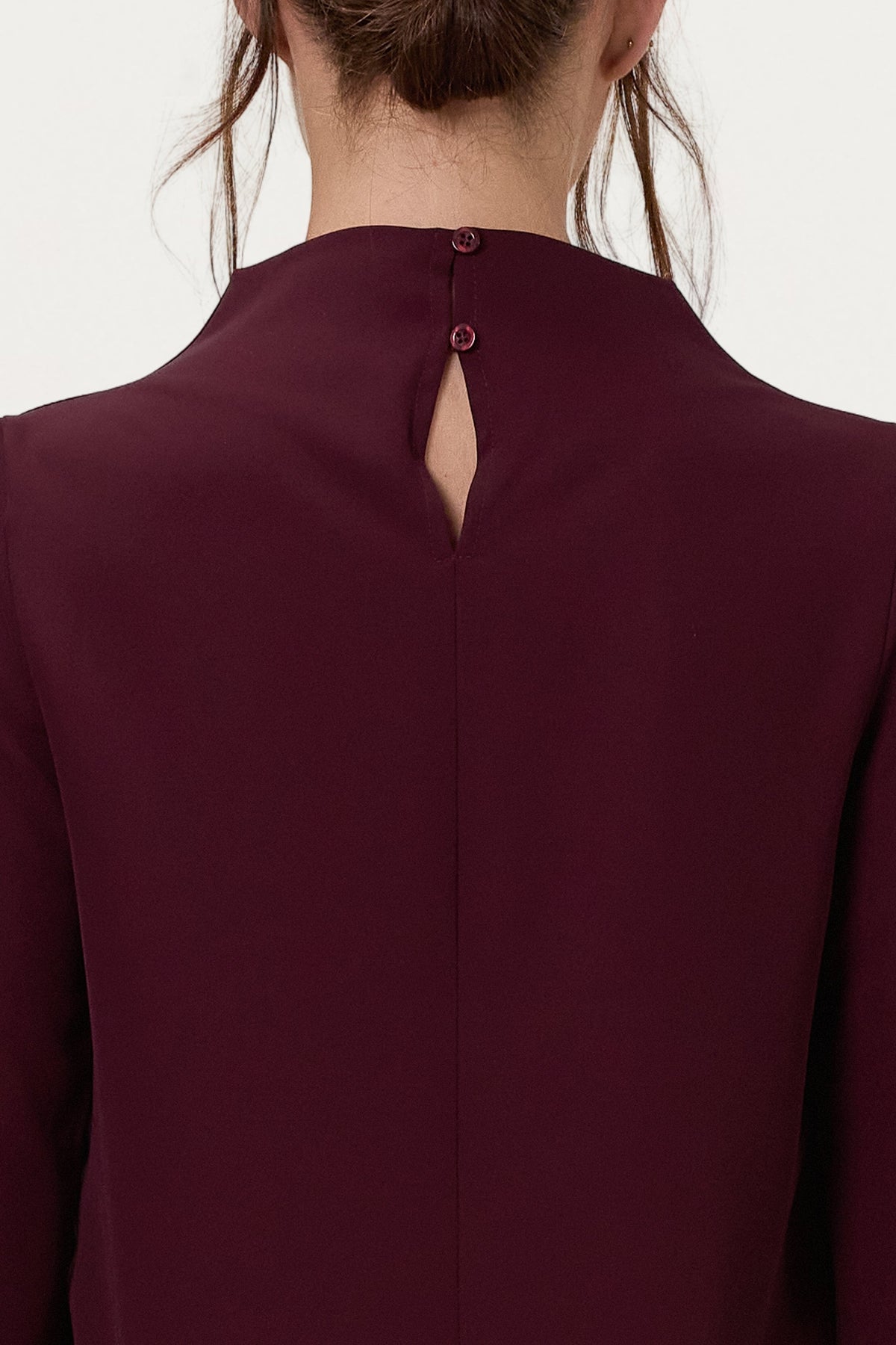 Women's Burgundy High Neck Top with Sleeveless Design
