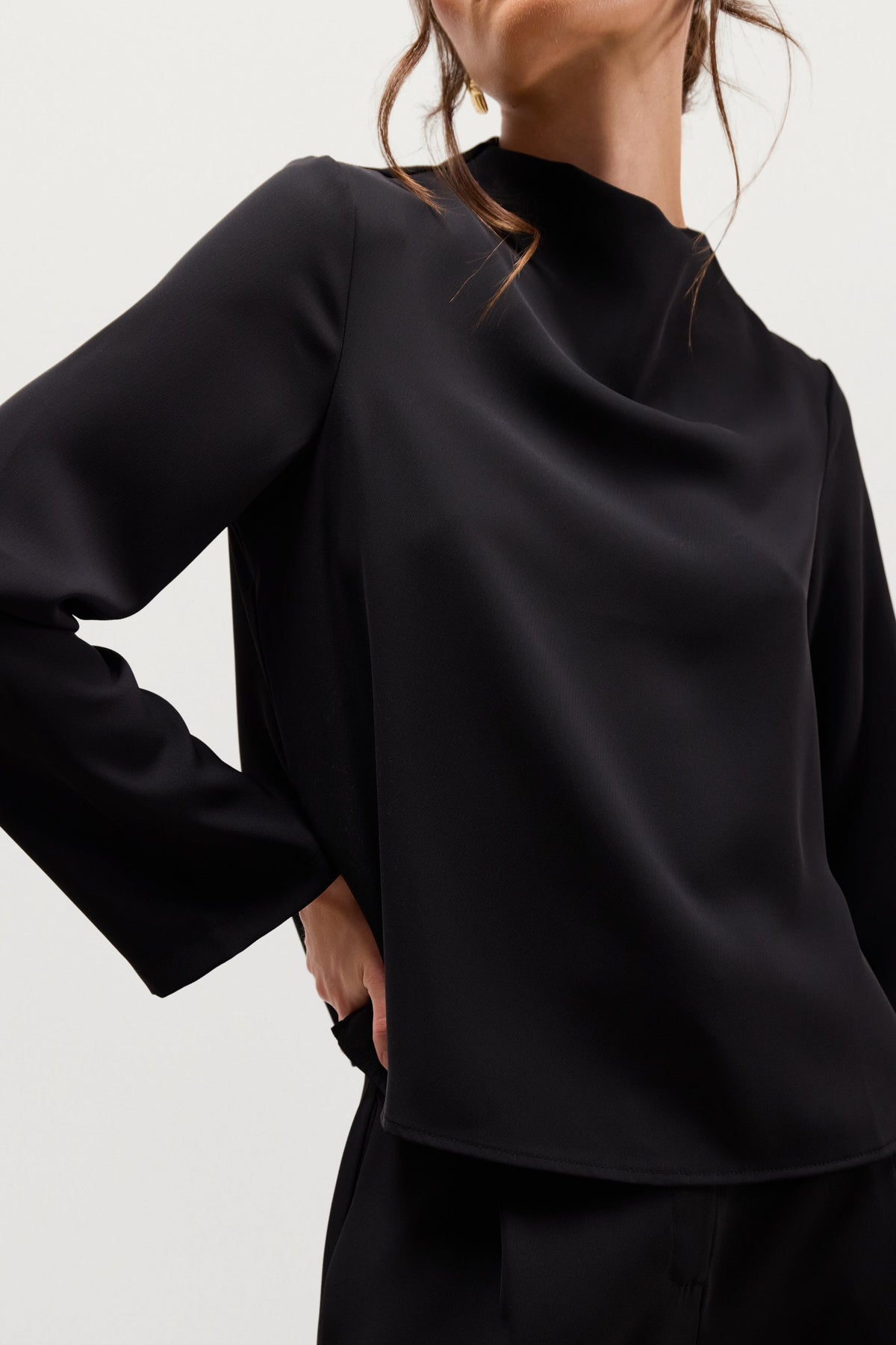 Women's Black High Neck Top with Sleeveless Design