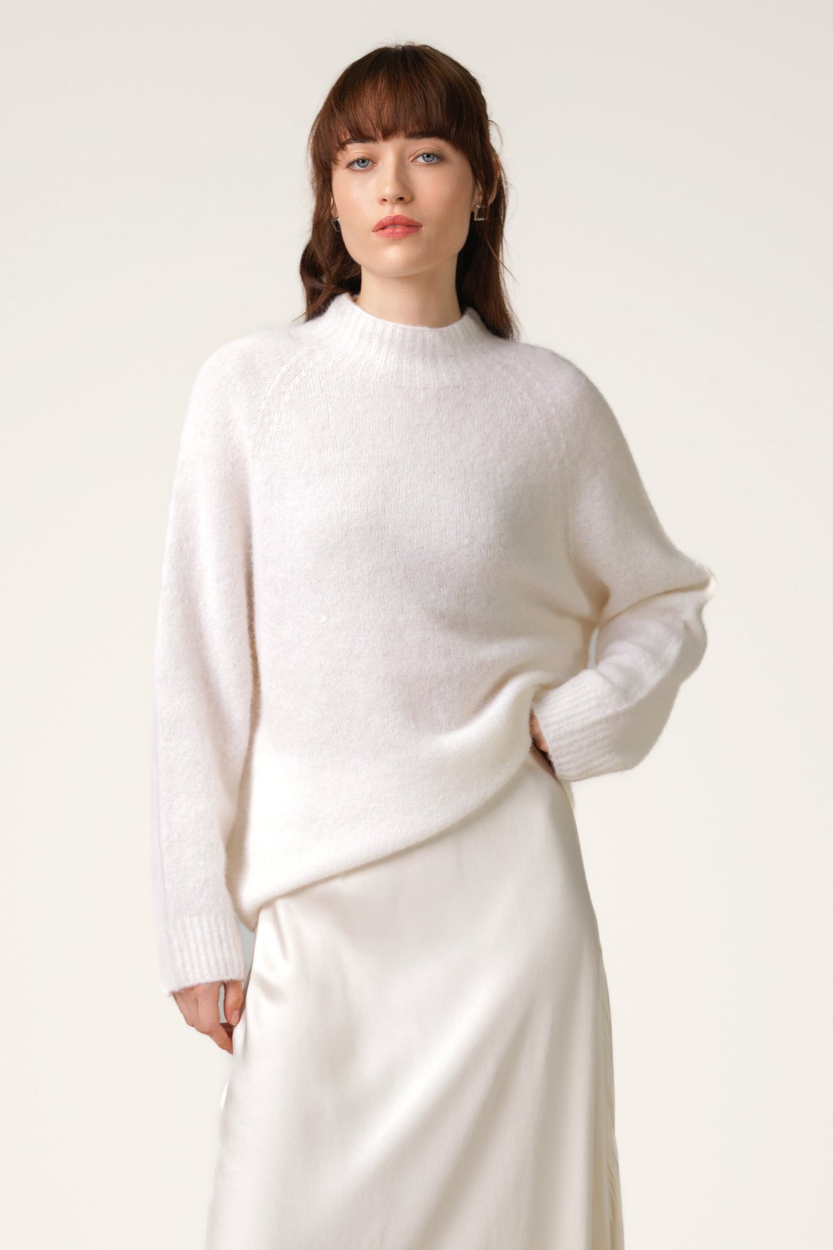 Women's Cream Sweater, Alpaca-Wool Blend Knit Pullover