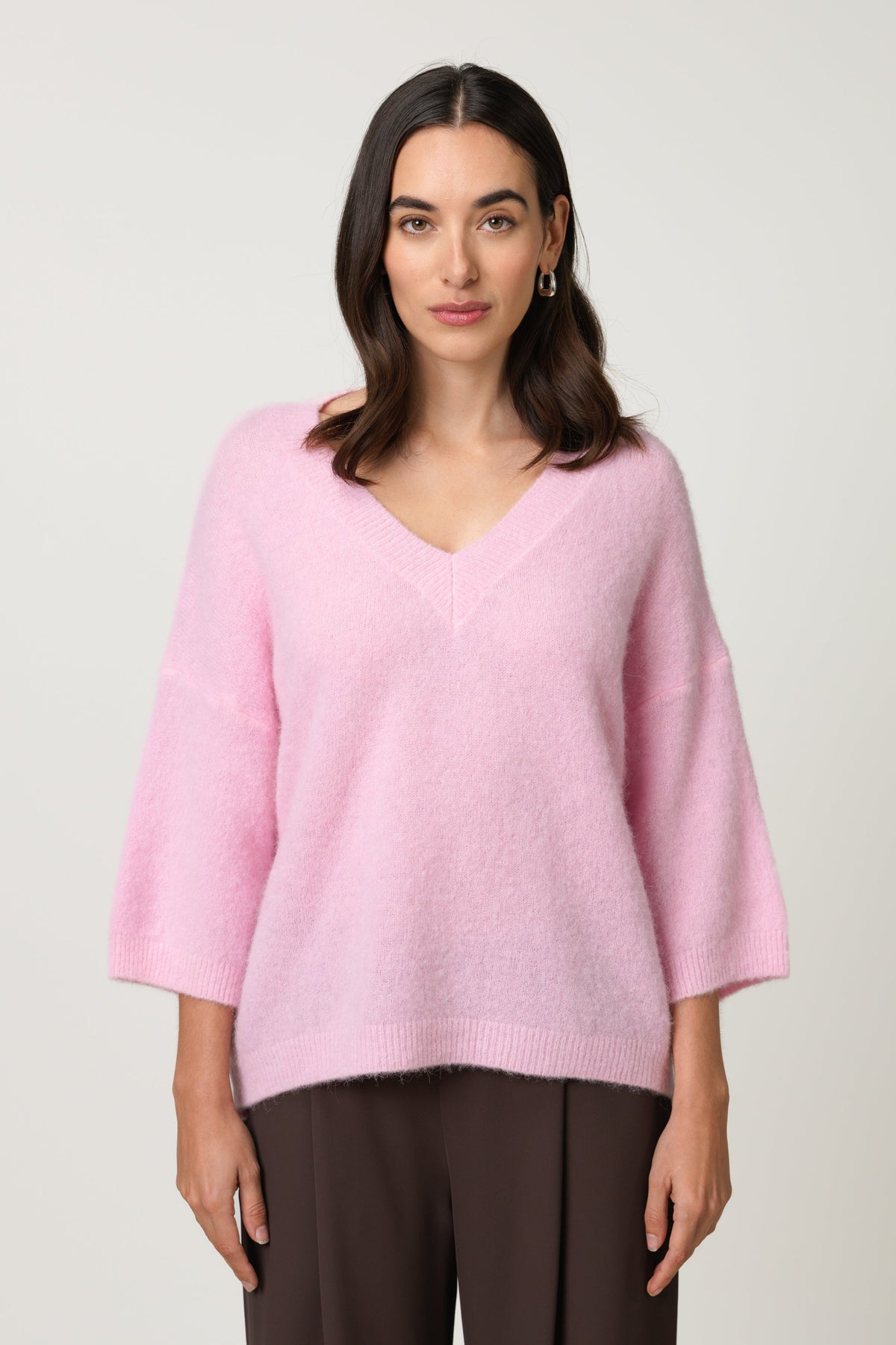 Women's Light Pink Sweater, Alpaca Wool Blend Knitwear