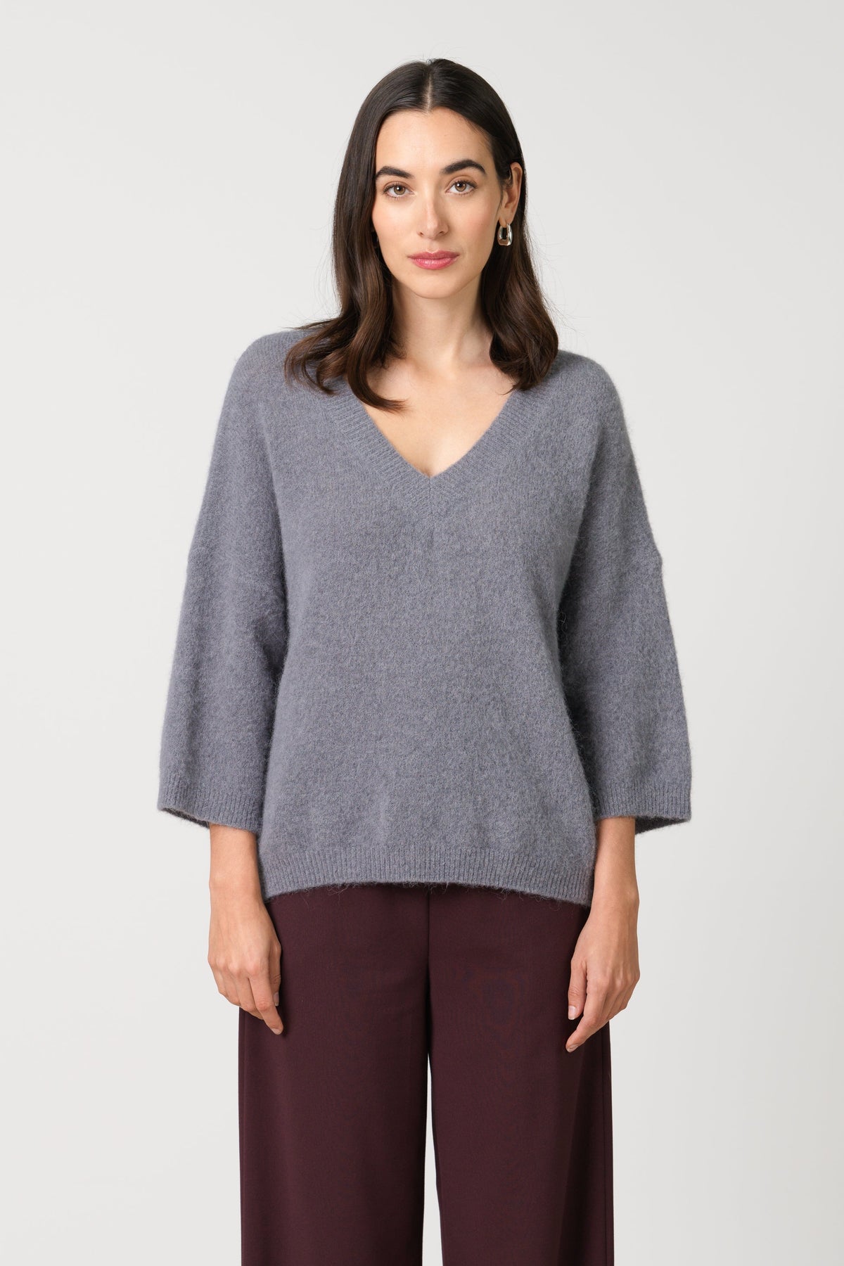 Women's Grey Sweater, Alpaca Wool Blend Knitwear