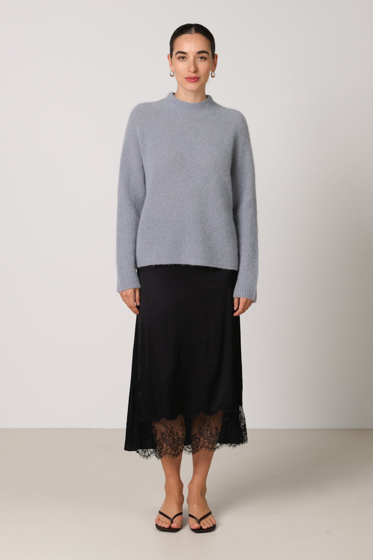 Women's Grey Sweater, Alpaca Wool Blend Knitwear