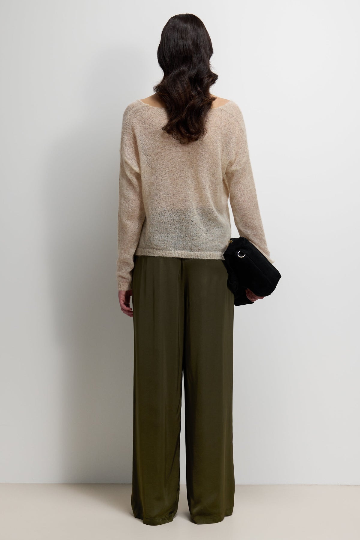 Women's Beige Sheer Sweater, Alpaca Blend Knitwear