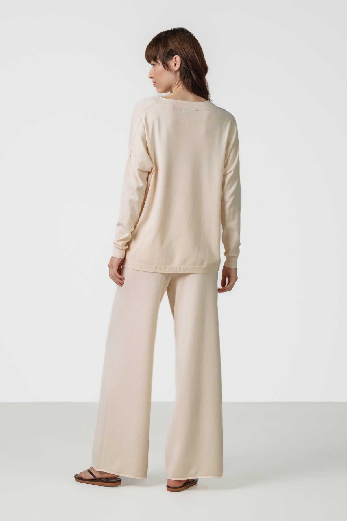 Women's Cream V-Neck Sweater