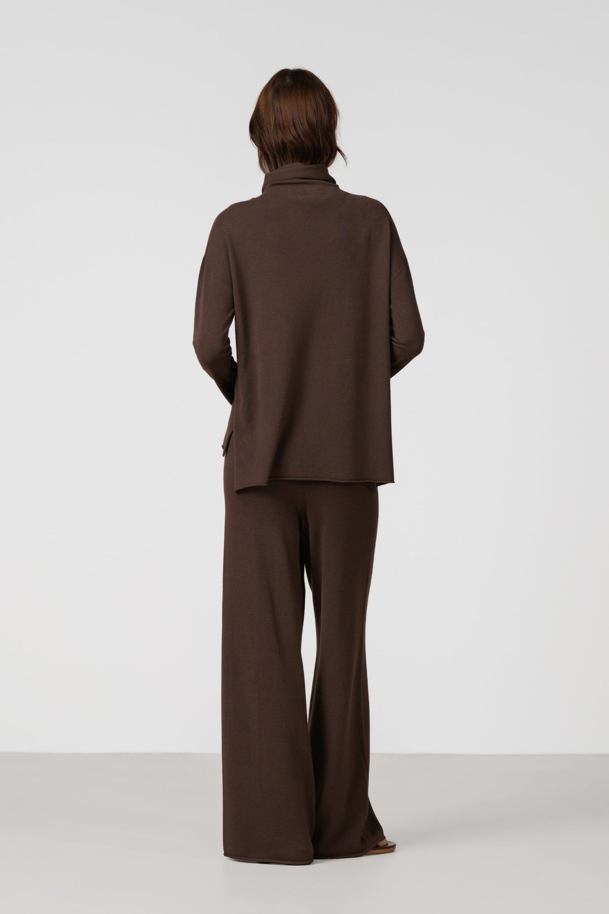 Women's Chocolate Brown Roll Neck Top