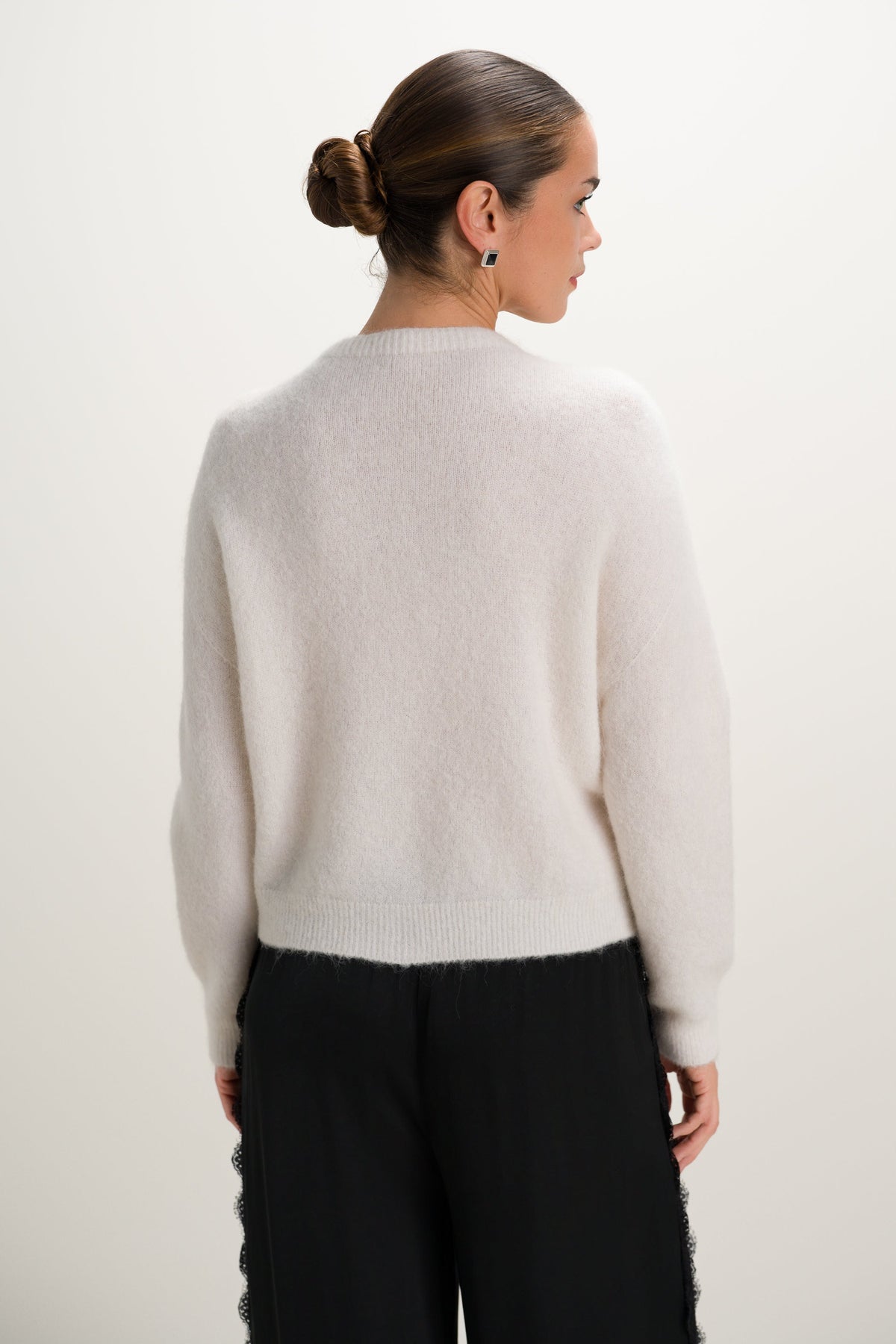 Women's Button-Up Cardigan Ivory Alpaca-Wool Blend