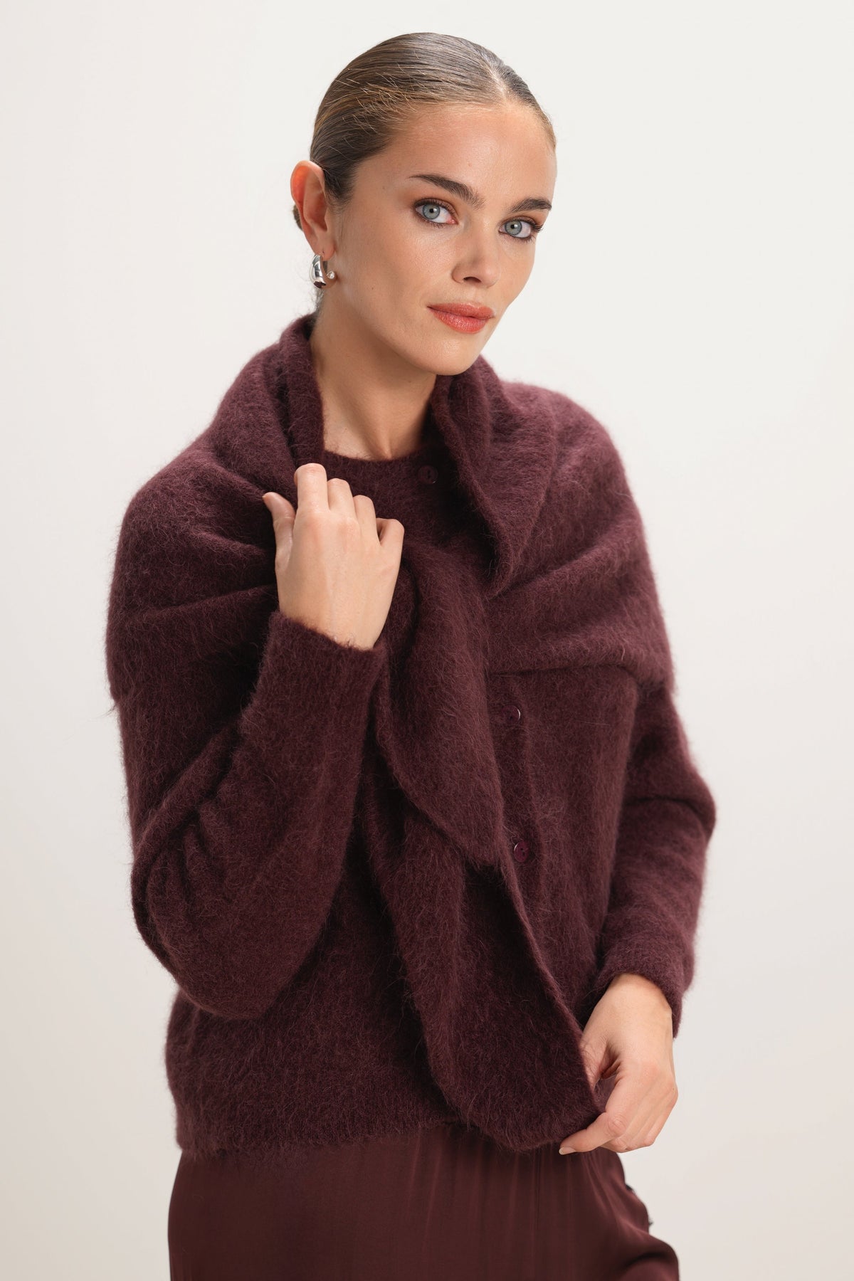 Women's Triangle Maxi Scarf Amethyst Plum Alpaca-Wool Blend