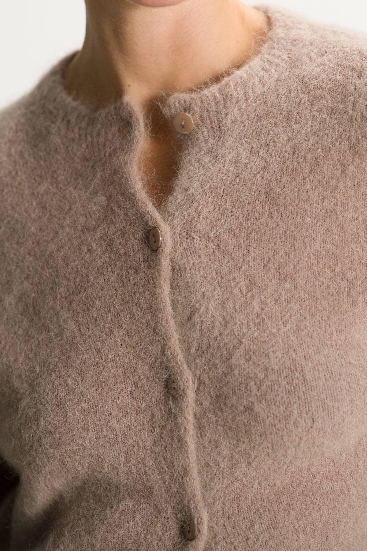 Women's Button-Up Cardigan Taupe Alpaca-Wool Blend