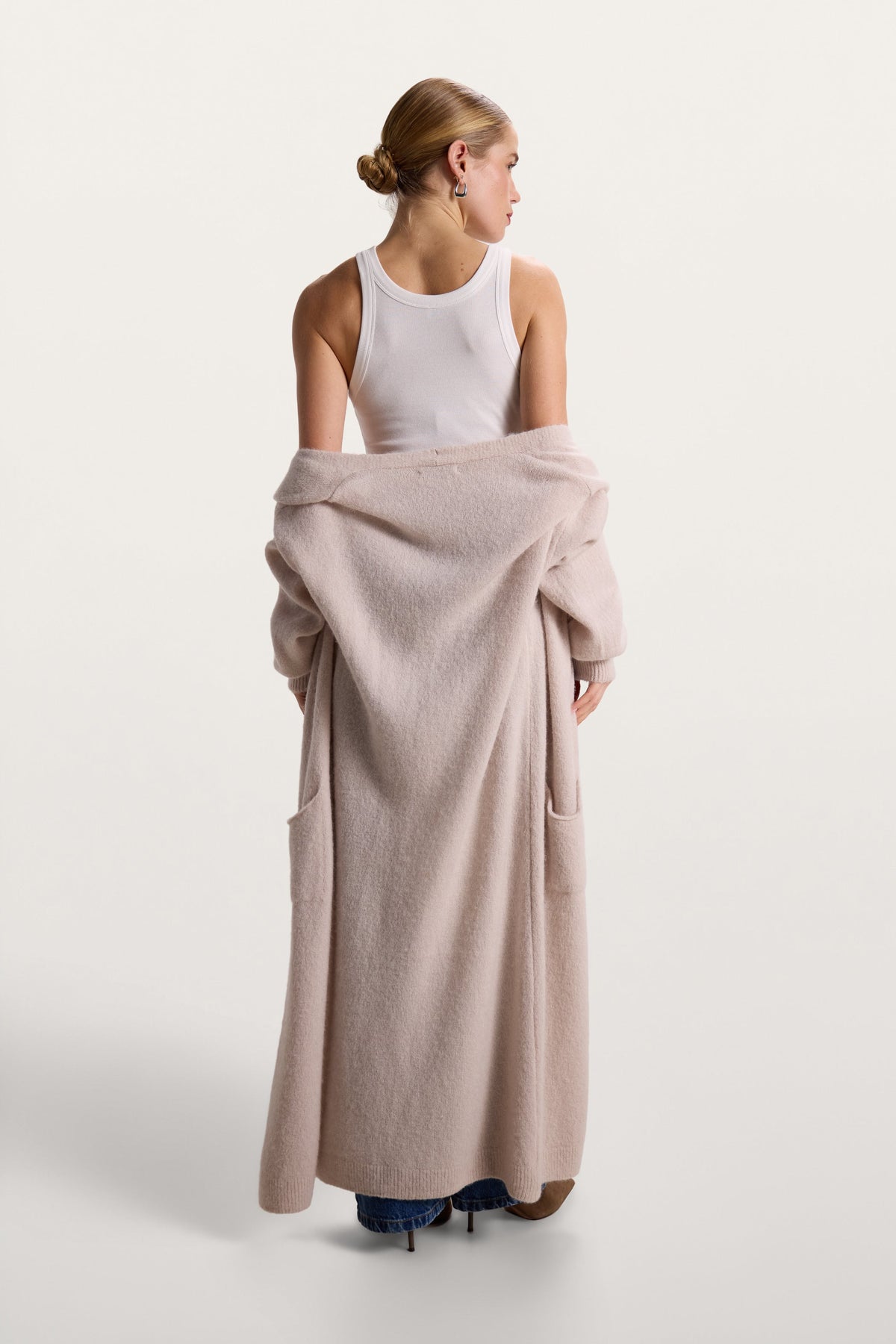 Women's Open Cardigan Beige Alpaca Blend