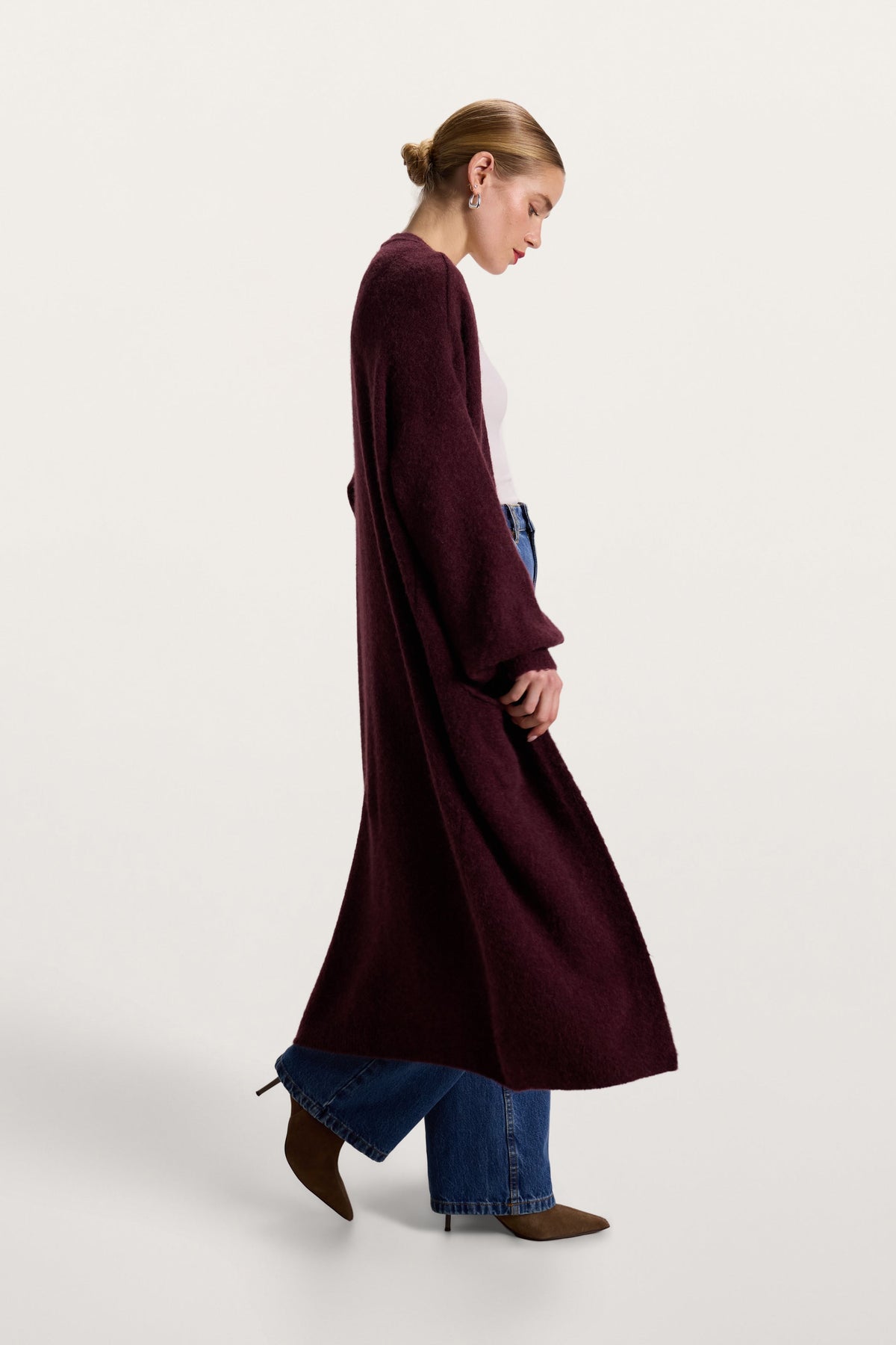 Women's Open Cardigan Amethyst Plum Alpaca Blend