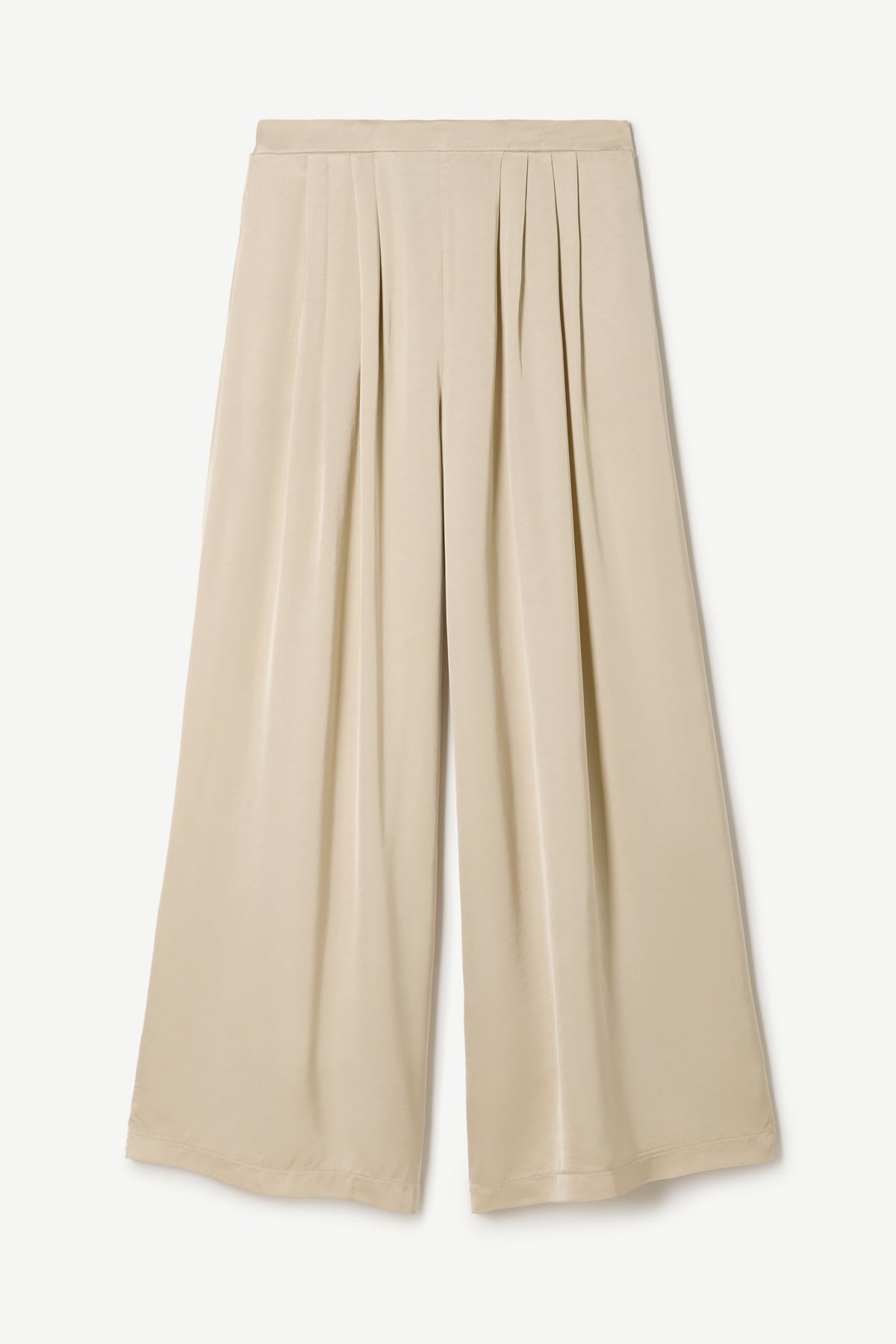 Women’s Honey Satin Pleated Trousers with Elastic Waist
