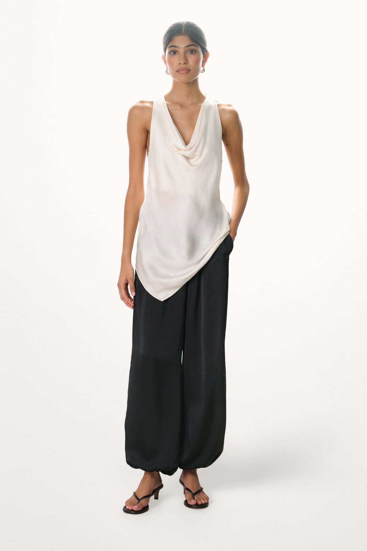Women’s Black Balloon Satin Trousers