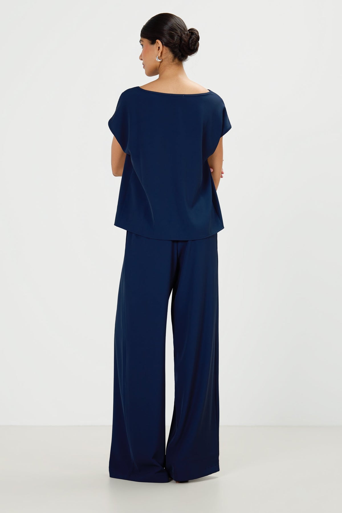 Women's Button-Front Top in Navy Blue