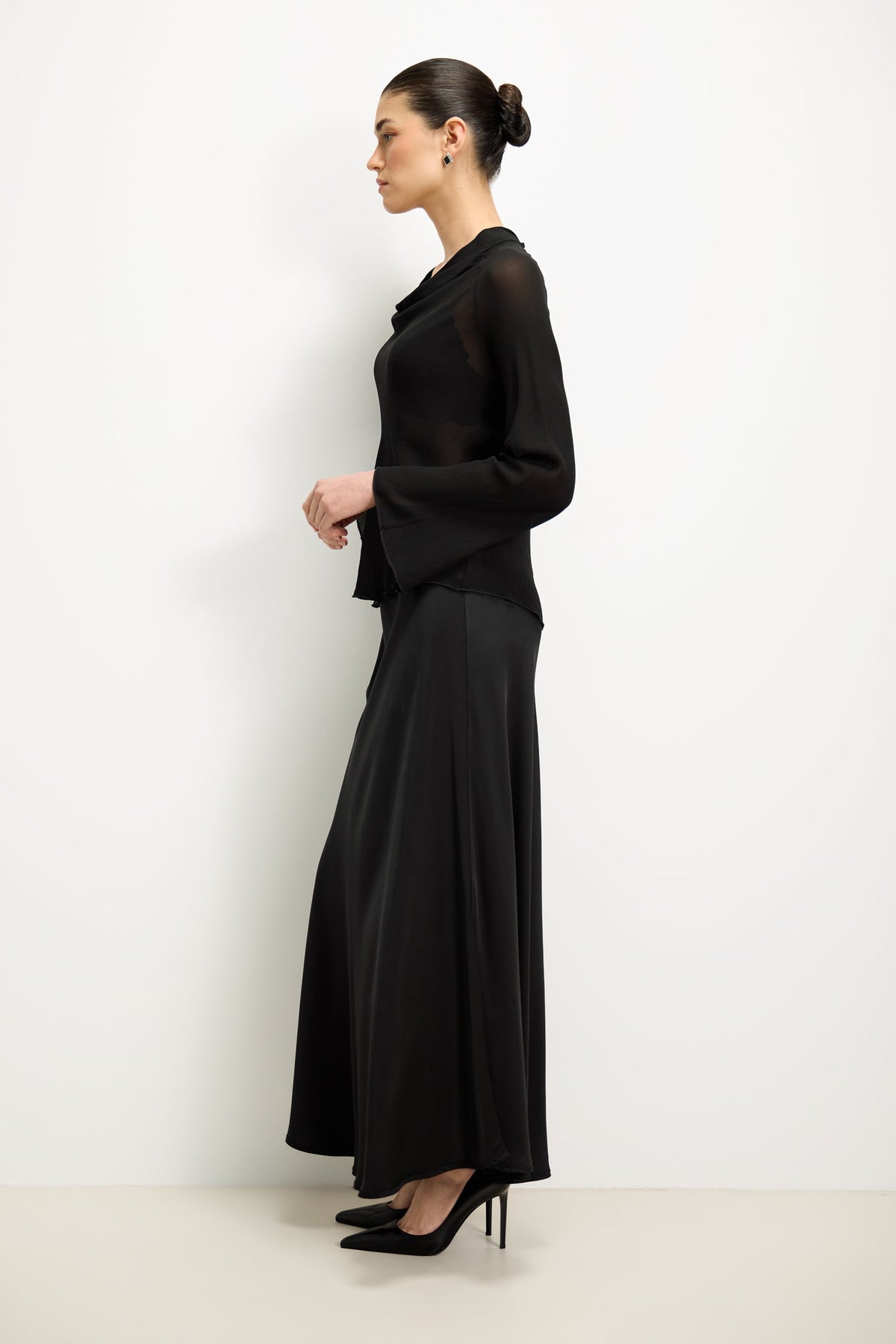 Women's Black Chiffon Blouse