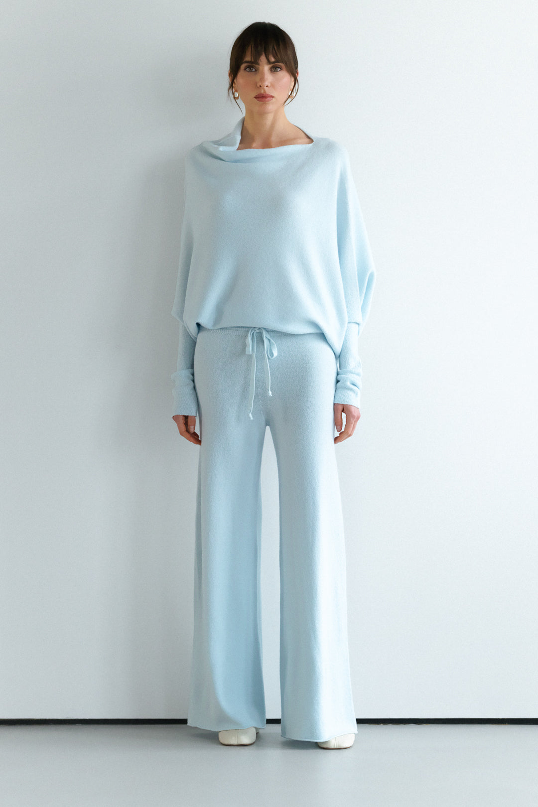 Women's Glacier Blue Asymmetrical Draped Top