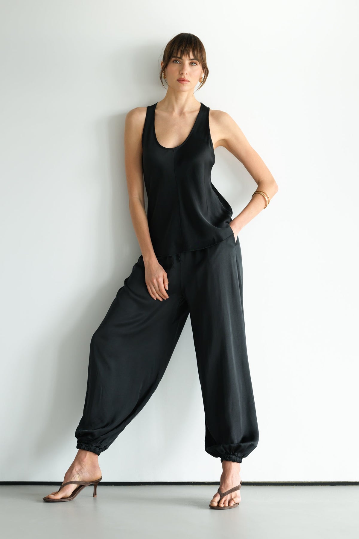 Women’s Black Balloon Satin Trousers