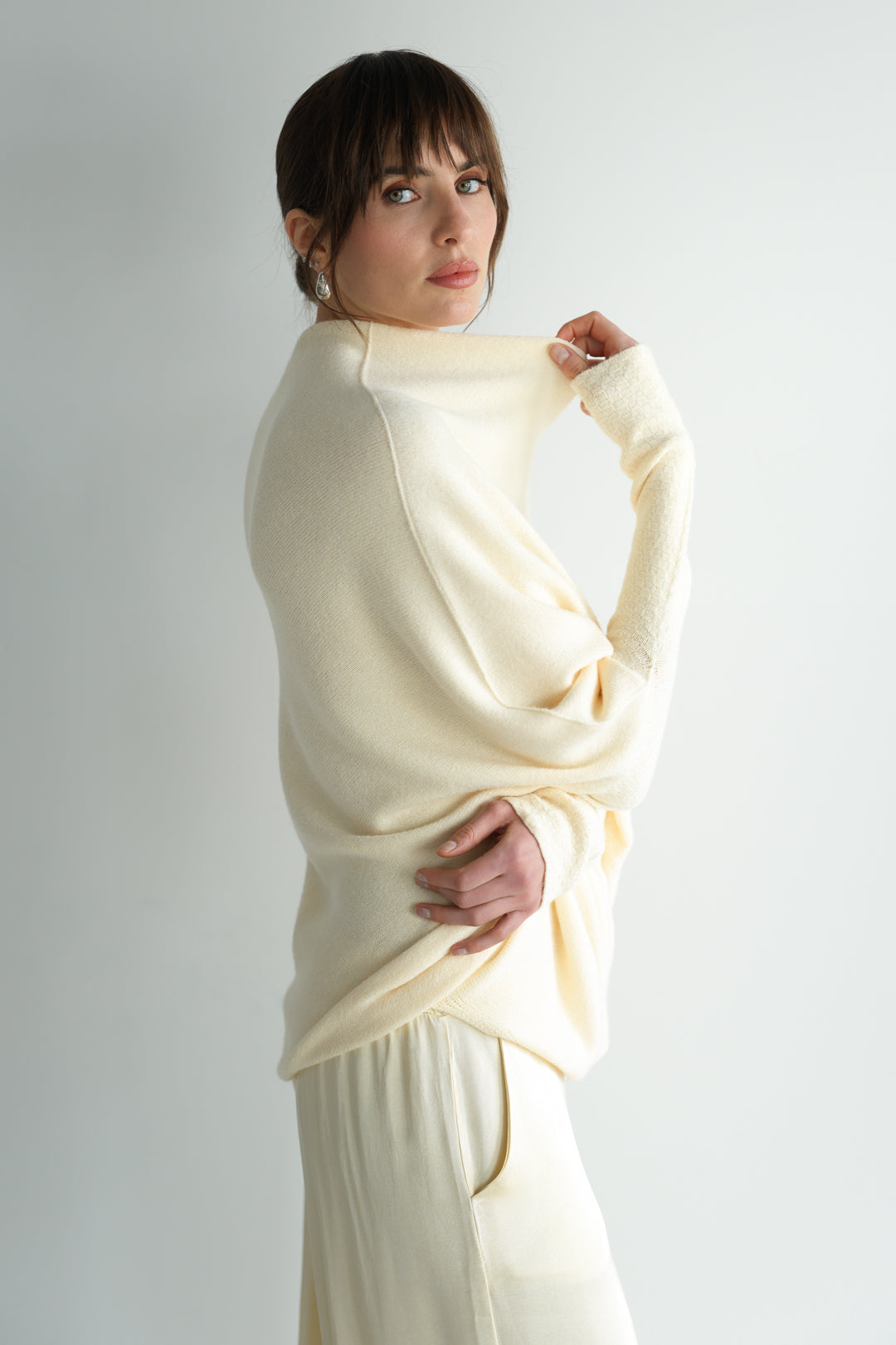 Women's Buttercream Asymmetrical Draped Top