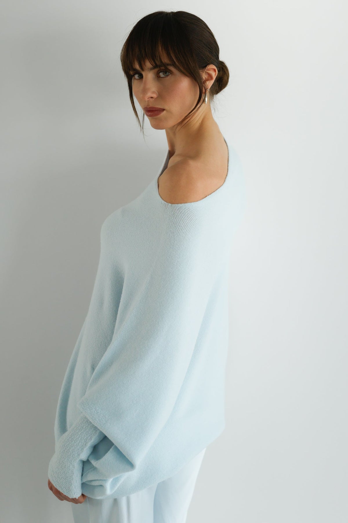 Women's Glacier Blue Asymmetrical Draped Top