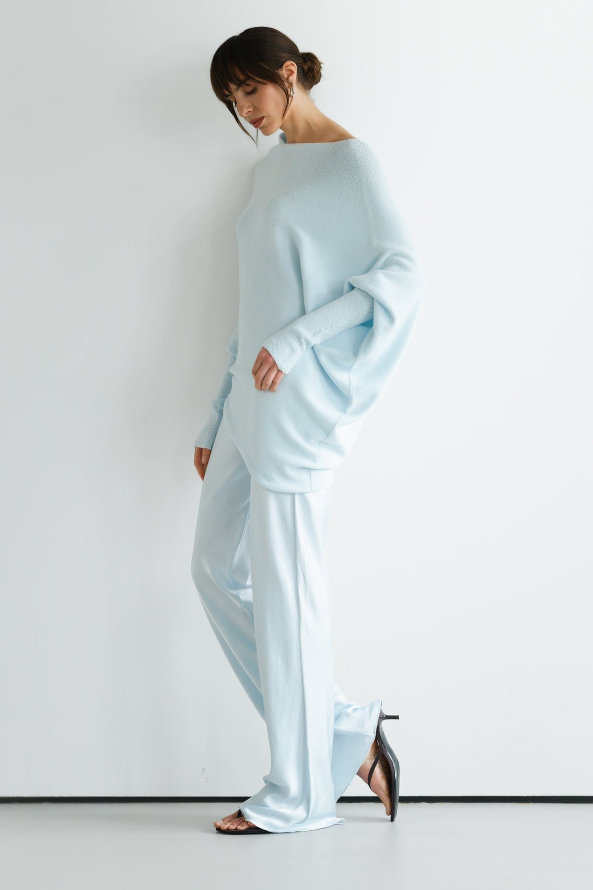 Women's Glacier Blue Asymmetrical Draped Top