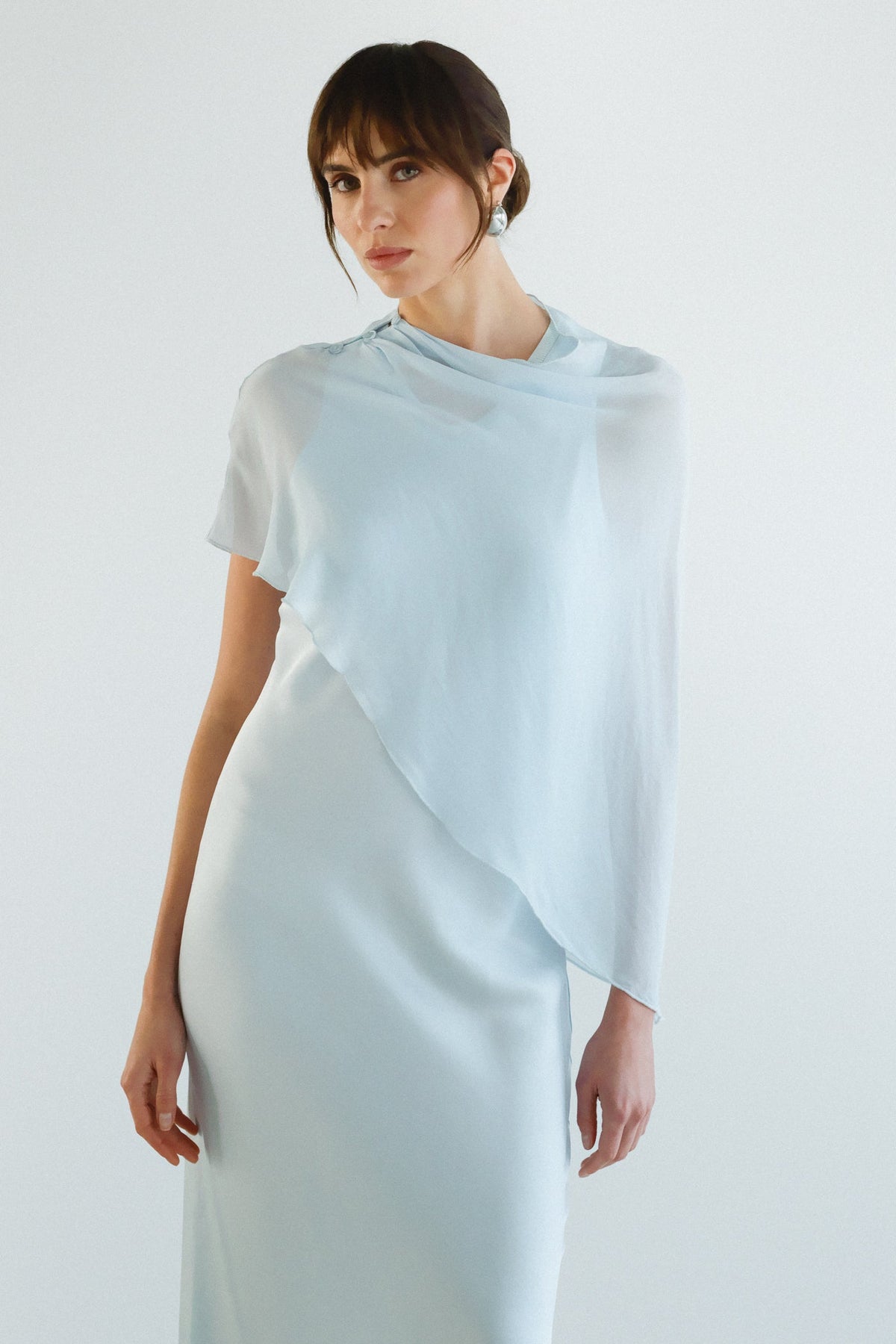 Women's Asymmetric Poncho in Glacier