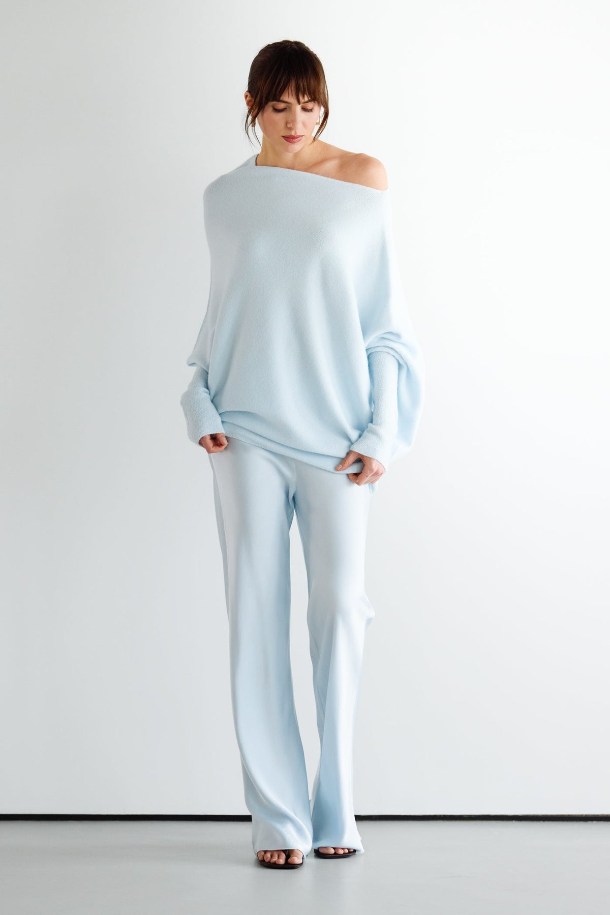 Women's Glacier Blue Asymmetrical Draped Top