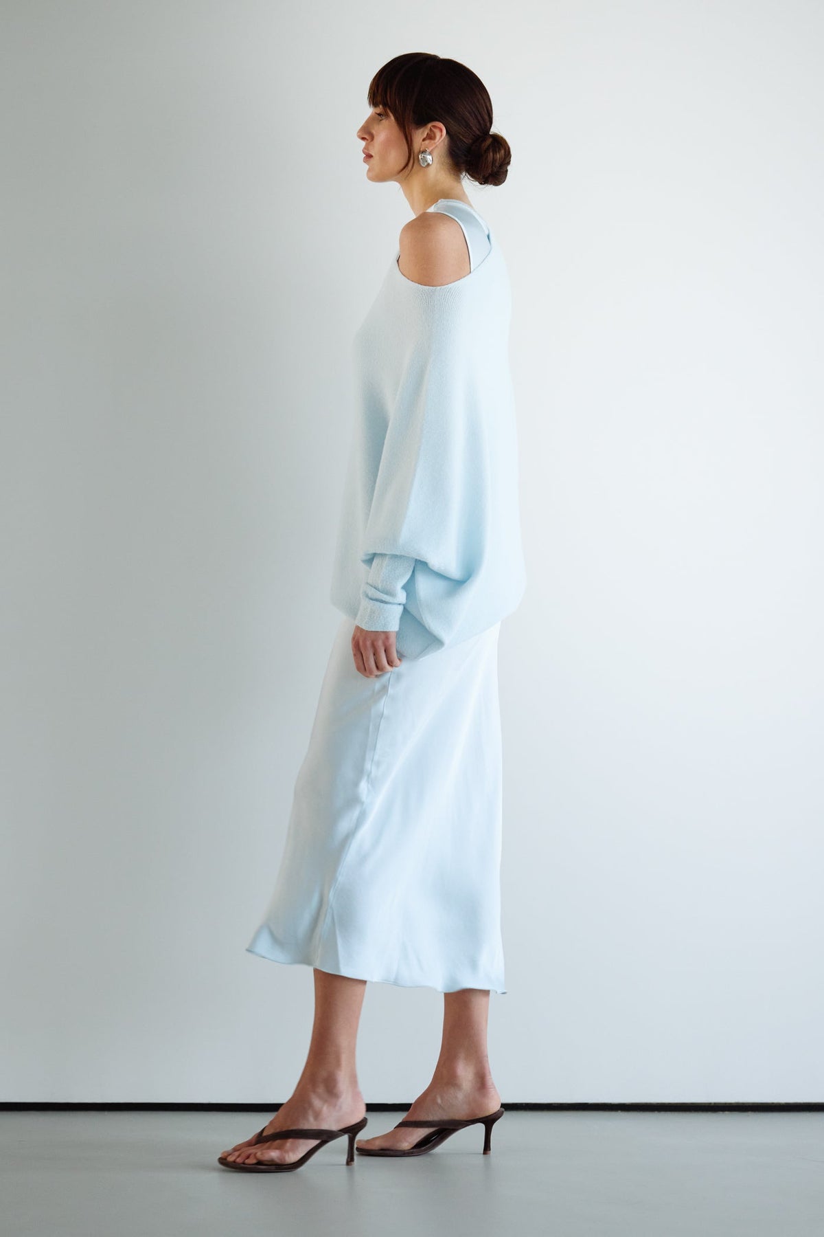 Women's Glacier Blue Asymmetrical Draped Top