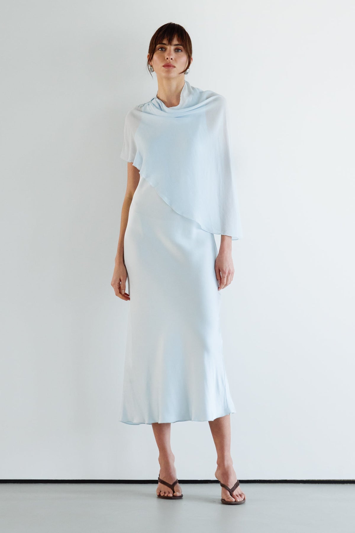 Women's Asymmetric Poncho in Glacier