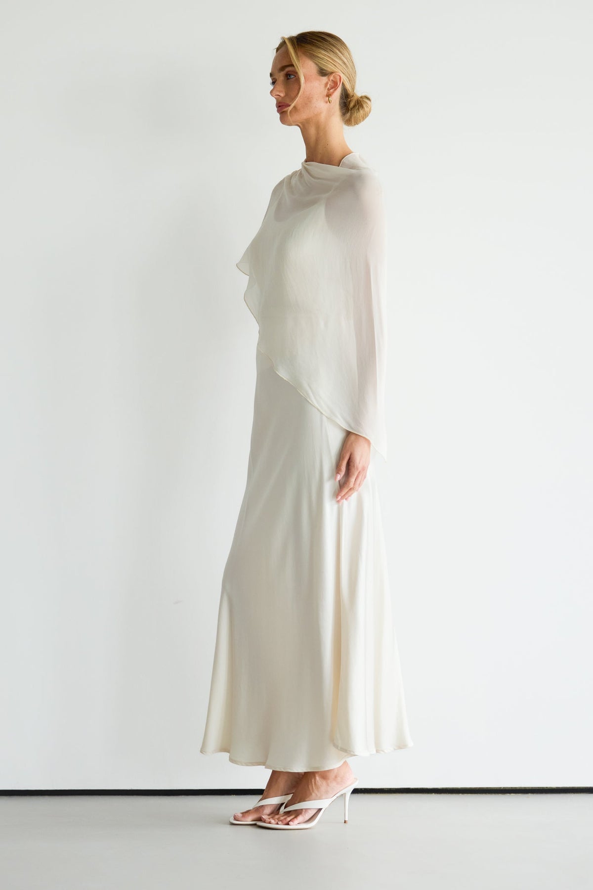 Women's Asymmetric Poncho in Ivory
