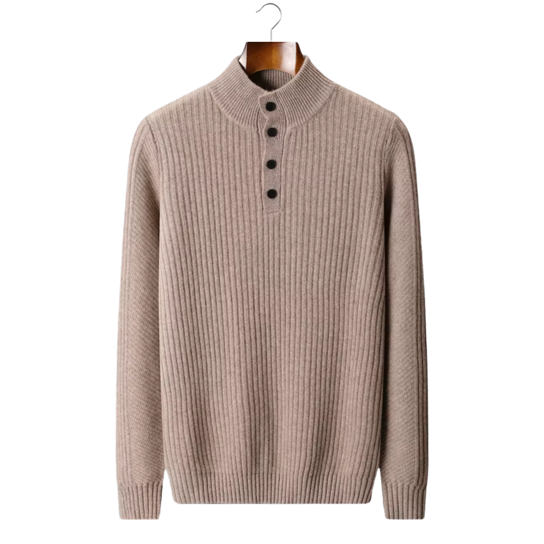Men's WOOL RIBBED HENLEY SWEATER