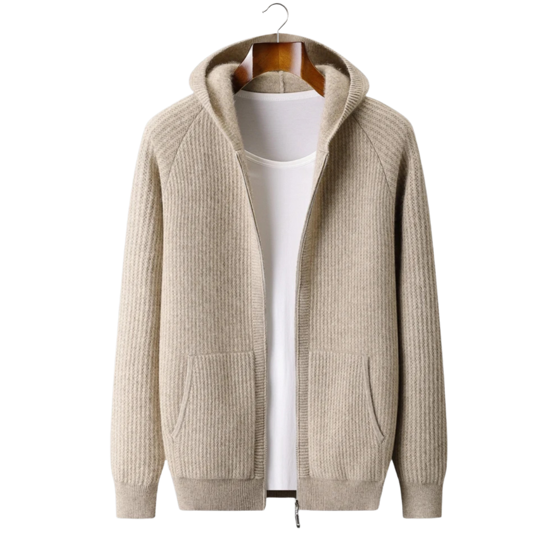 Belmont  Wool Ribbed Zipper Hoodie