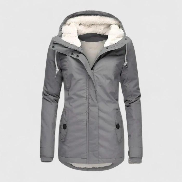 Women's Long Waterproof Winter Jacket with Hood, Warm Lined, Cold-Weather Coat