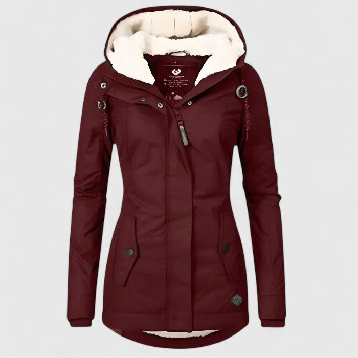 Women's Long Waterproof Winter Jacket with Hood, Warm Lined, Cold-Weather Coat