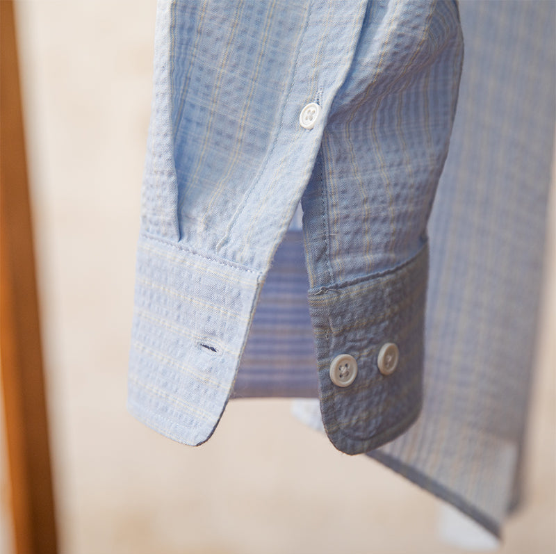 Men’s Checkered Seersucker Cotton Blend Shirt
