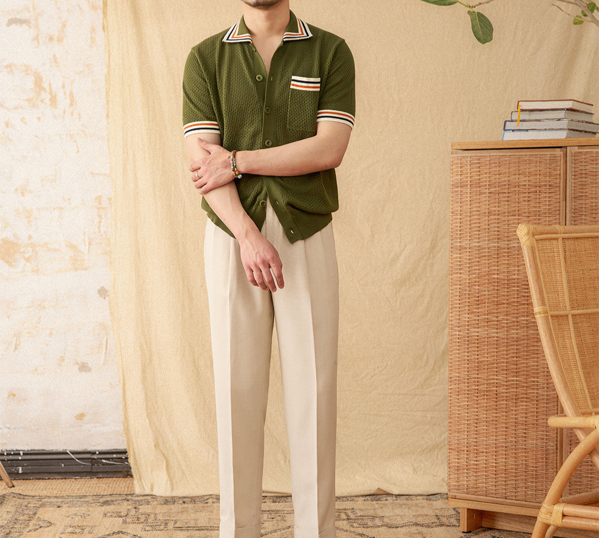 Men's Casablanca  Contrast Knit Polo Shirt