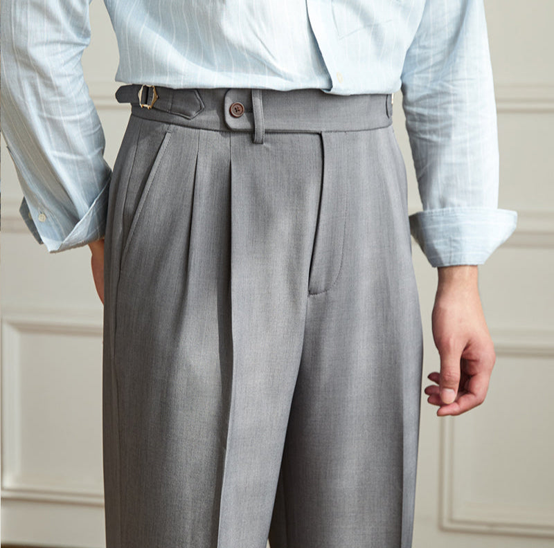 Men's  Grosseto Wide Fit Double Pleated Trousers