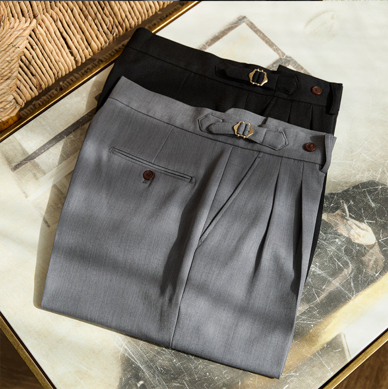 Men's  Grosseto Wide Fit Double Pleated Trousers