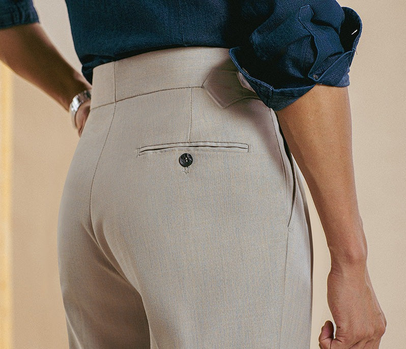 Men's Straight-Fit Trousers with Double Pleats