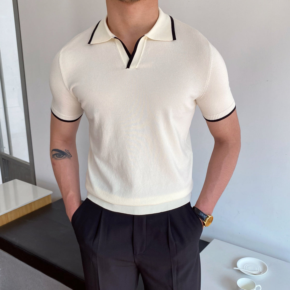 Men’s Contrast Piping Polo Shirt
